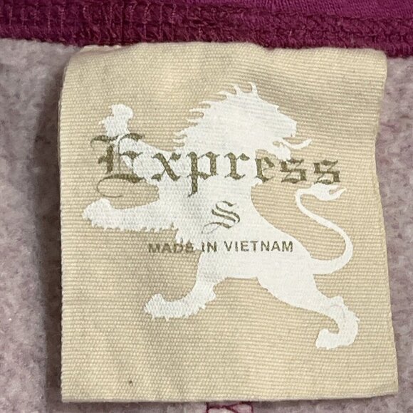 Vintage Express Tricot Fleece Pant Pink Wide Leg Pull On Sequin Logo 90s Y2K - Picture 8 of 9